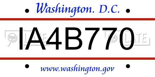 IA4B770 District Of Columbia License Plate