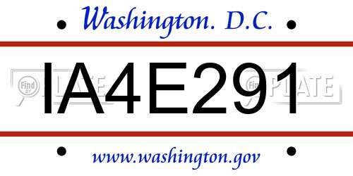 IA4E291 District Of Columbia License Plate