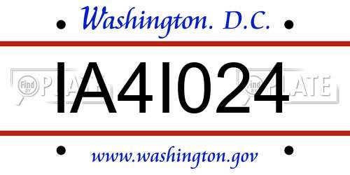 IA4I024 District Of Columbia License Plate