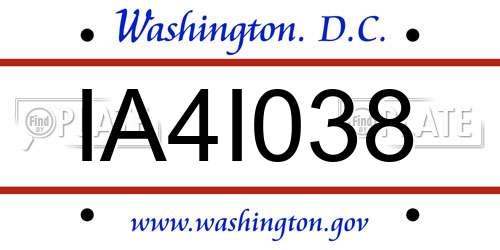 IA4I038 District Of Columbia License Plate