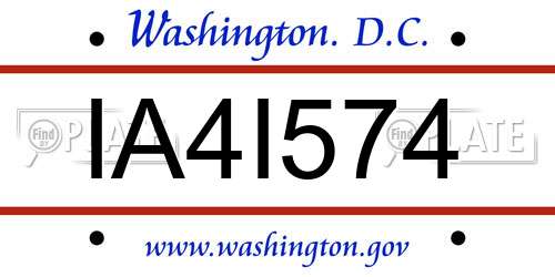 IA4I574 District Of Columbia License Plate