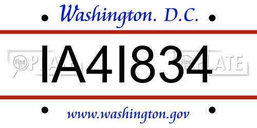 IA4I834 District Of Columbia License Plate