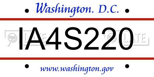 IA4S220 District Of Columbia License Plate