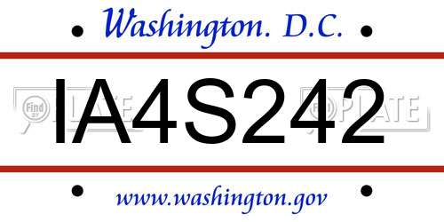 IA4S242 District Of Columbia License Plate
