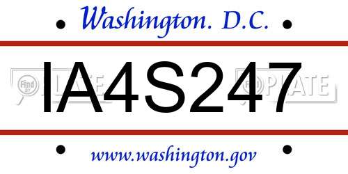 IA4S247 District Of Columbia License Plate