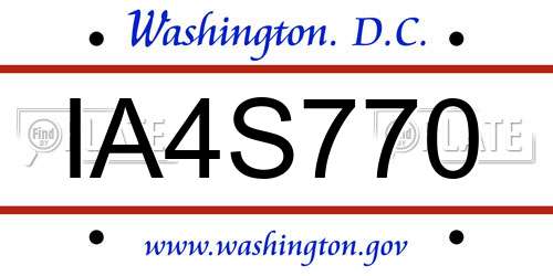 IA4S770 District Of Columbia License Plate