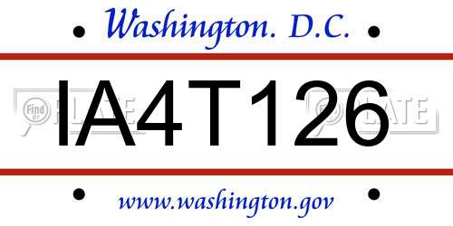 IA4T126 District Of Columbia License Plate