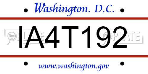 IA4T192 District Of Columbia License Plate