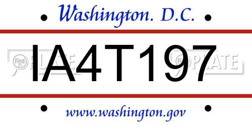 IA4T197 District Of Columbia License Plate