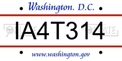 IA4T314 District Of Columbia License Plate