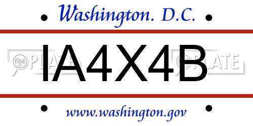 IA4X4B District Of Columbia License Plate