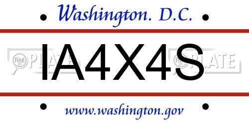 IA4X4S District Of Columbia License Plate