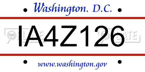 IA4Z126 District Of Columbia License Plate