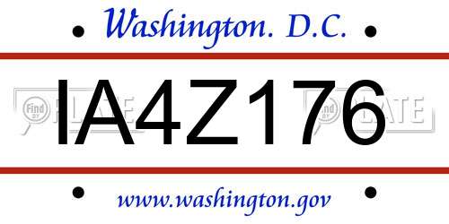 IA4Z176 District Of Columbia License Plate