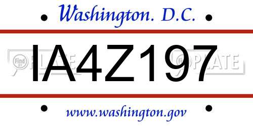 IA4Z197 District Of Columbia License Plate