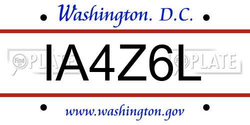IA4Z6L District Of Columbia License Plate