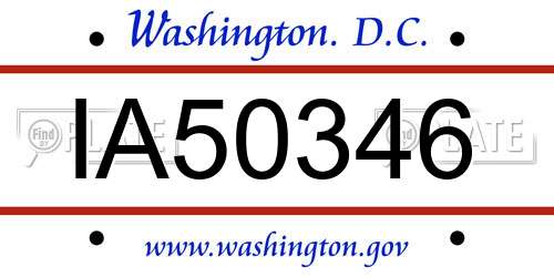 IA50346 District Of Columbia License Plate