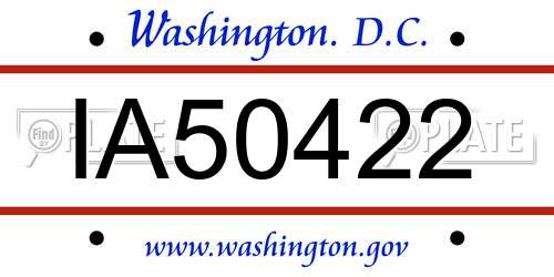 IA50422 District Of Columbia License Plate