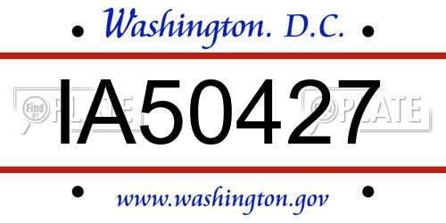 IA50427 District Of Columbia License Plate