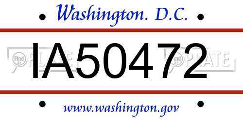 IA50472 District Of Columbia License Plate