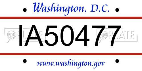 IA50477 District Of Columbia License Plate