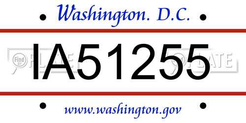 IA51255 District Of Columbia License Plate