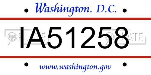 IA51258 District Of Columbia License Plate