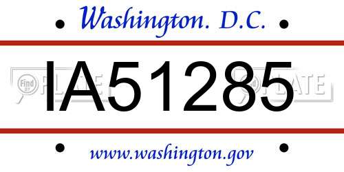 IA51285 District Of Columbia License Plate