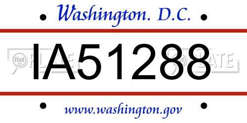 IA51288 District Of Columbia License Plate