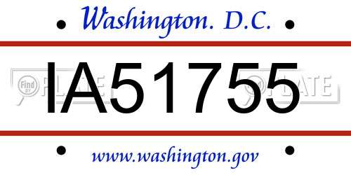 IA51755 District Of Columbia License Plate