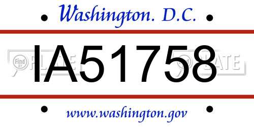 IA51758 District Of Columbia License Plate