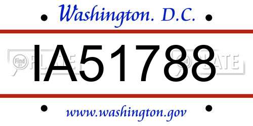 IA51788 District Of Columbia License Plate