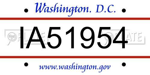 IA51954 District Of Columbia License Plate