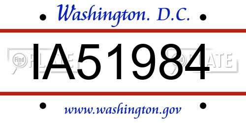 IA51984 District Of Columbia License Plate