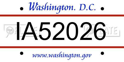 IA52026 District Of Columbia License Plate