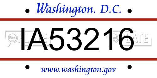 IA53216 District Of Columbia License Plate