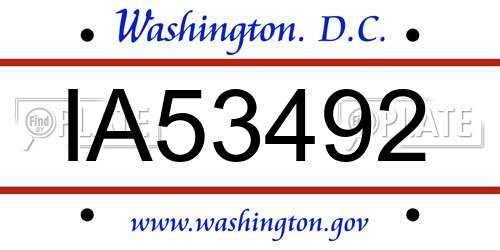 IA53492 District Of Columbia License Plate