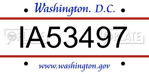 IA53497 District Of Columbia License Plate