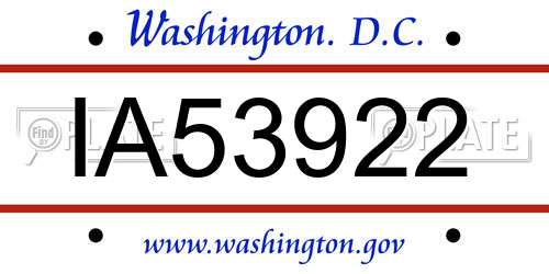 IA53922 District Of Columbia License Plate