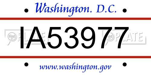 IA53977 District Of Columbia License Plate