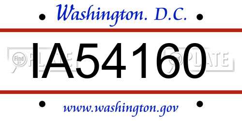 IA54160 District Of Columbia License Plate