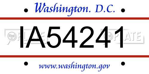 IA54241 District Of Columbia License Plate