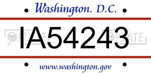 IA54243 District Of Columbia License Plate