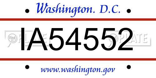 IA54552 District Of Columbia License Plate