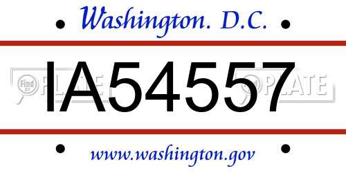 IA54557 District Of Columbia License Plate