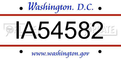 IA54582 District Of Columbia License Plate