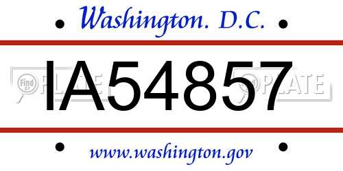 IA54857 District Of Columbia License Plate