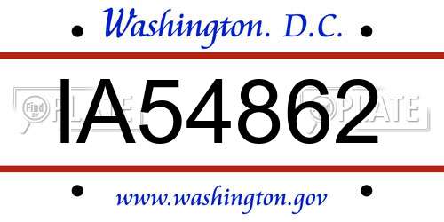 IA54862 District Of Columbia License Plate