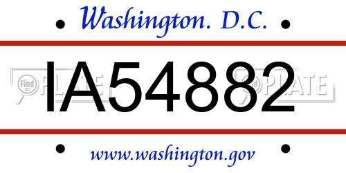 IA54882 District Of Columbia License Plate