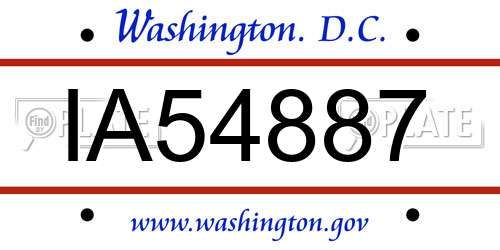 IA54887 District Of Columbia License Plate